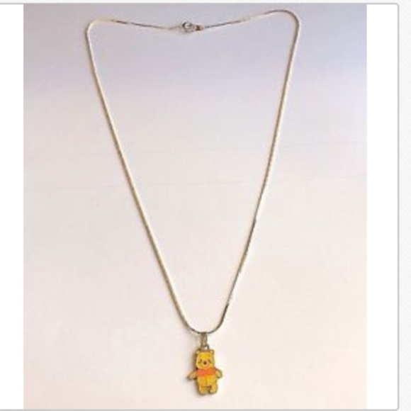 Silver Winnie The Pooh Necklace Disney 18" Pendant Vintage Charms Signed - Picture 3 of 8